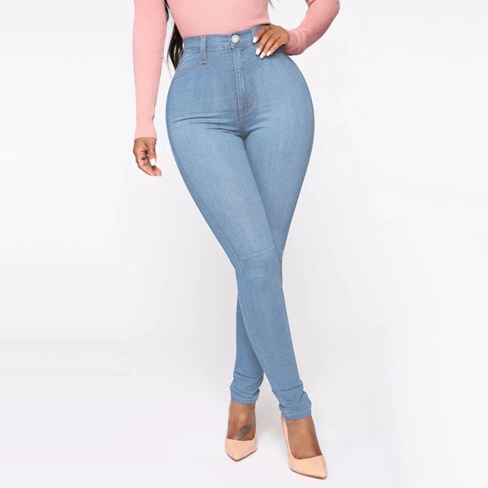 Zhuoneng Clothing Mode Jeans Dames Lift Hip Dunne broek met kleine pijpen Elastisch Grote maat Negen minuten broek Veelzijdige lichtgekleurde jeans M