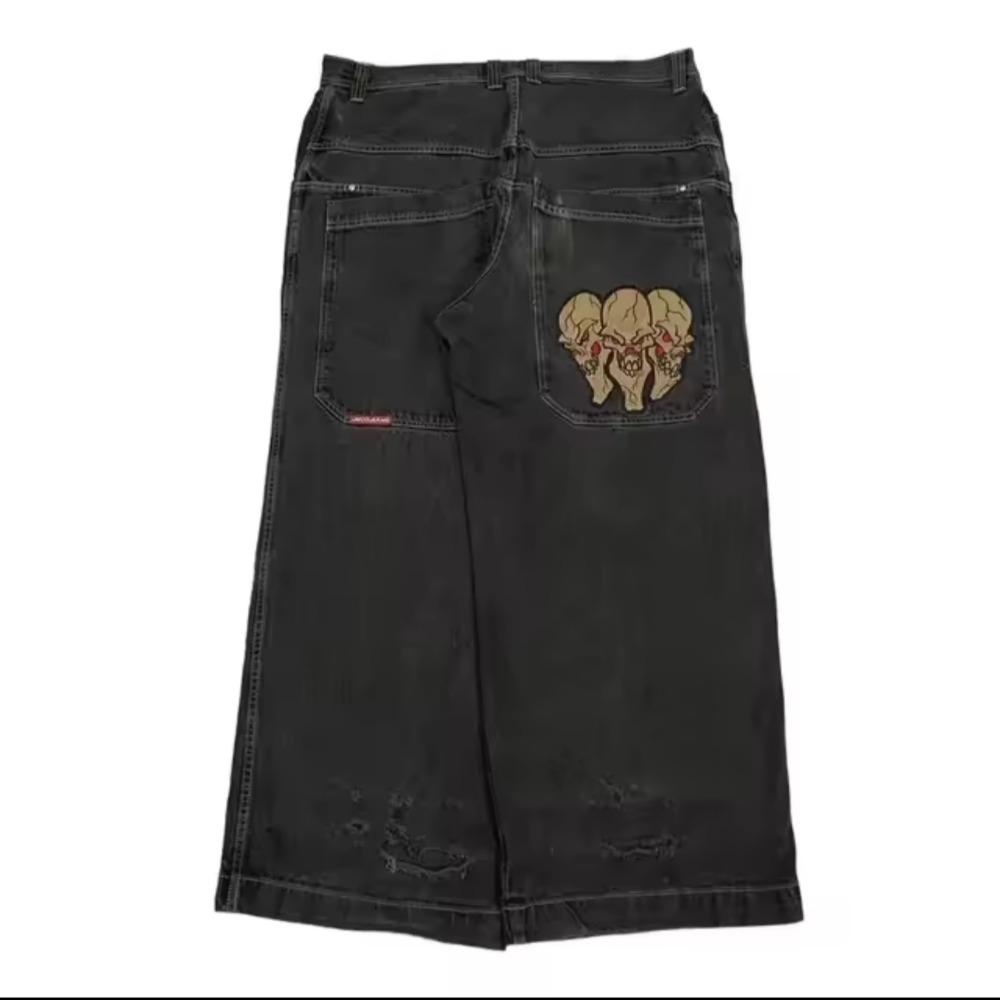 GEMTIDE Y2K Mode Losse Rechte Jeans Street Hip Hop Vintage Oversized Wijde Pijpen Unisex Mop Jeans S