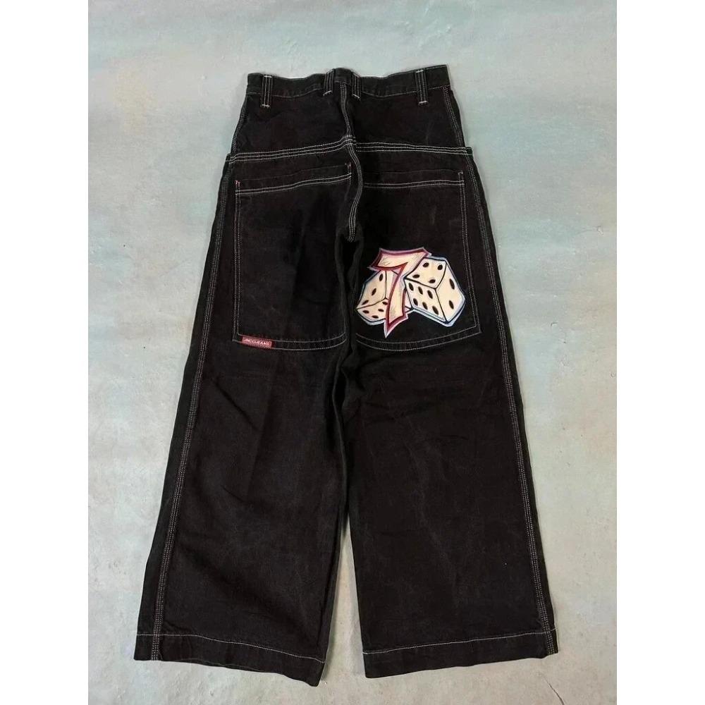 GEMTIDE Geborduurde Baggy Jeans Y2K Kleding Mannen Vrouwen Harajuku Hip Hop Geborduurde Vintage Blauwe Baggy Jeans Lage Taille Wijde Pijpen M