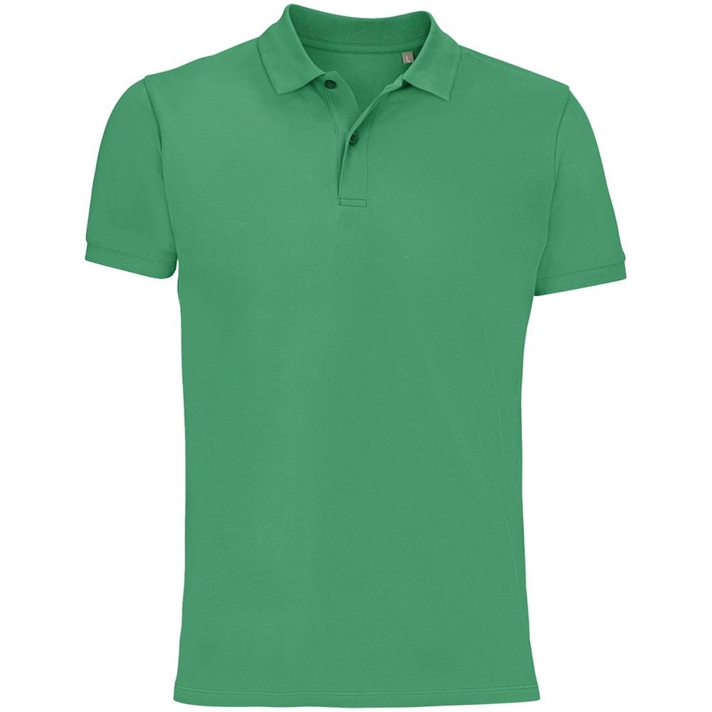 SOLS Mens Planet Piqué Organic Polo Shirt S lente groene kleur