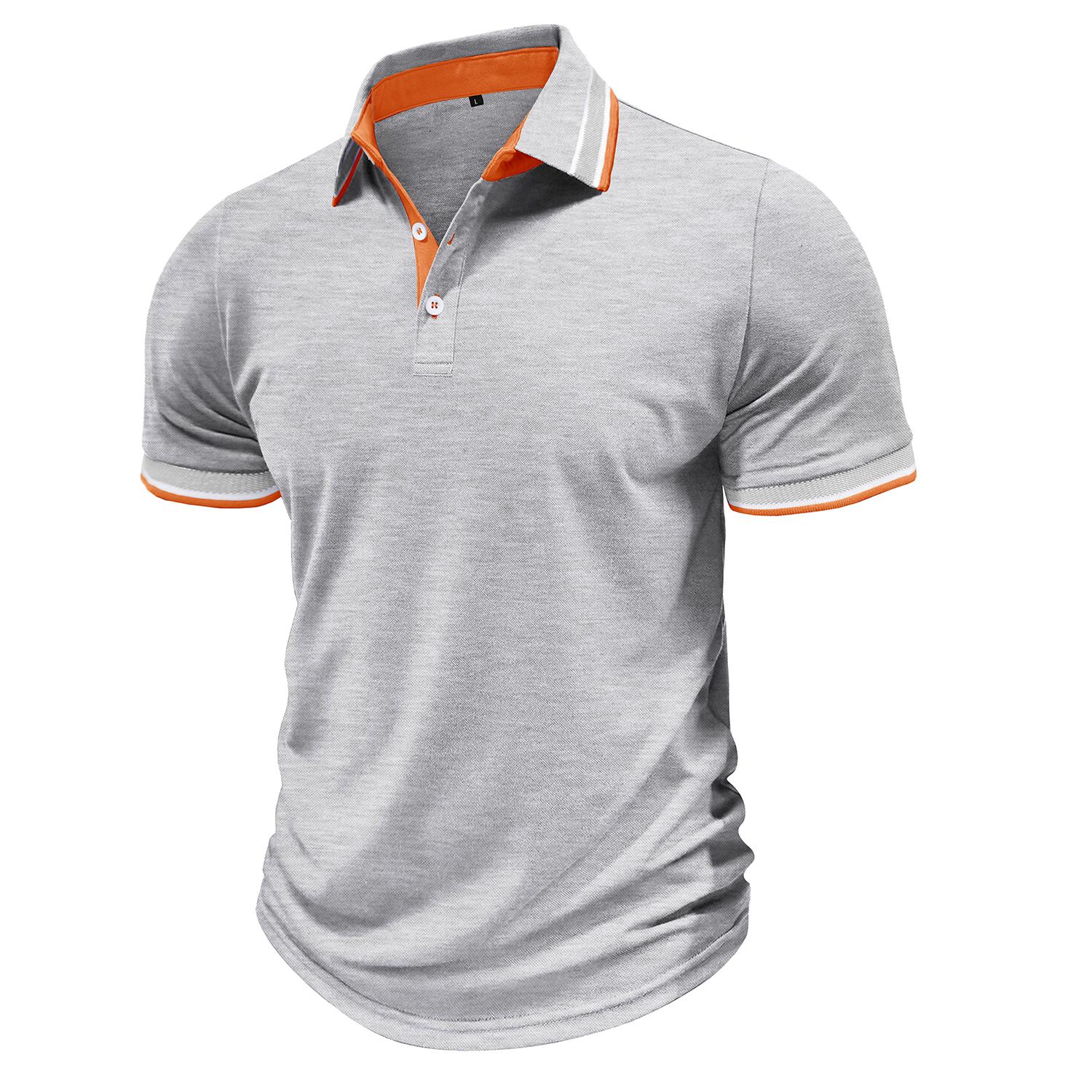 Bright Deer Heren T-shirts Kleurblok Korte mouwen Poloshirts Reverskraag Tops Dagelijks Casual Zomer Herenkleding Tennis Golfshirt L lichtgrijze kleur