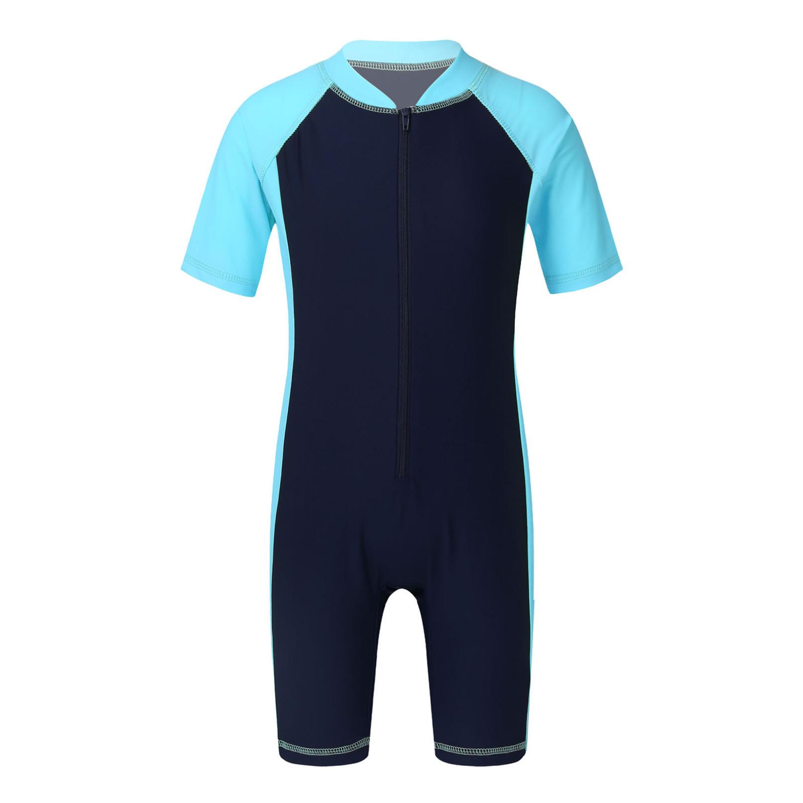Inlzdz Badpak voor kinderen, jongens, meisjes, UPF 50+ UV-badpak uit één stuk, 3-16 jaar 7-8 Years