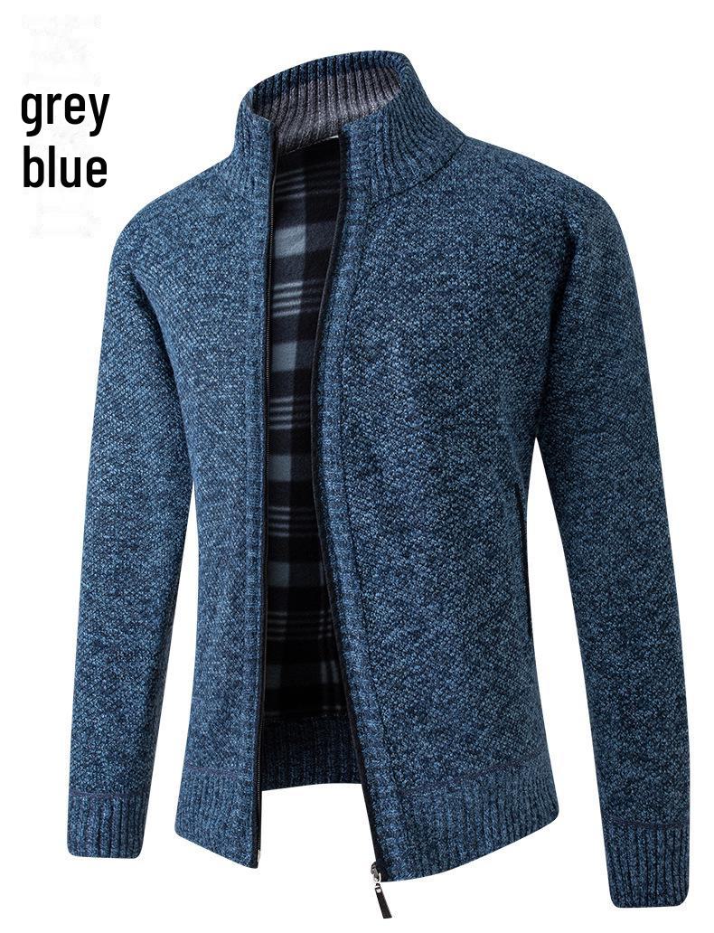VantaGoods Europese dikke gebreide trui met opstaande kraag voor heren, editie 2022 XL blauw/grijze kleur