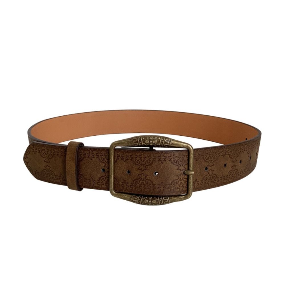 Minat Bloem Retro PU lederen riem metalen gesp broekdecoratie Y2k stijl tailleriem dames/meisjes bruin