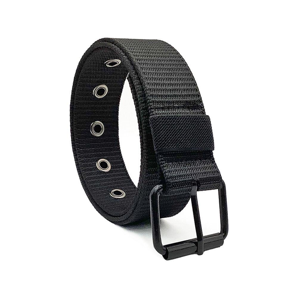 Dingchang Brand Design Nylon Canvas Gevlochten Riem Dames Jurk Riem Pin Gesp Tailleband Weave Tailleband zwart