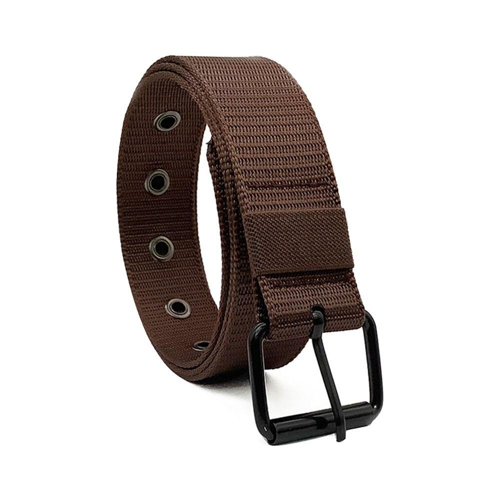 Dingchang Brand Design Nylon Canvas Gevlochten Riem Dames Jurk Riem Pin Gesp Tailleband Weave Tailleband bruin