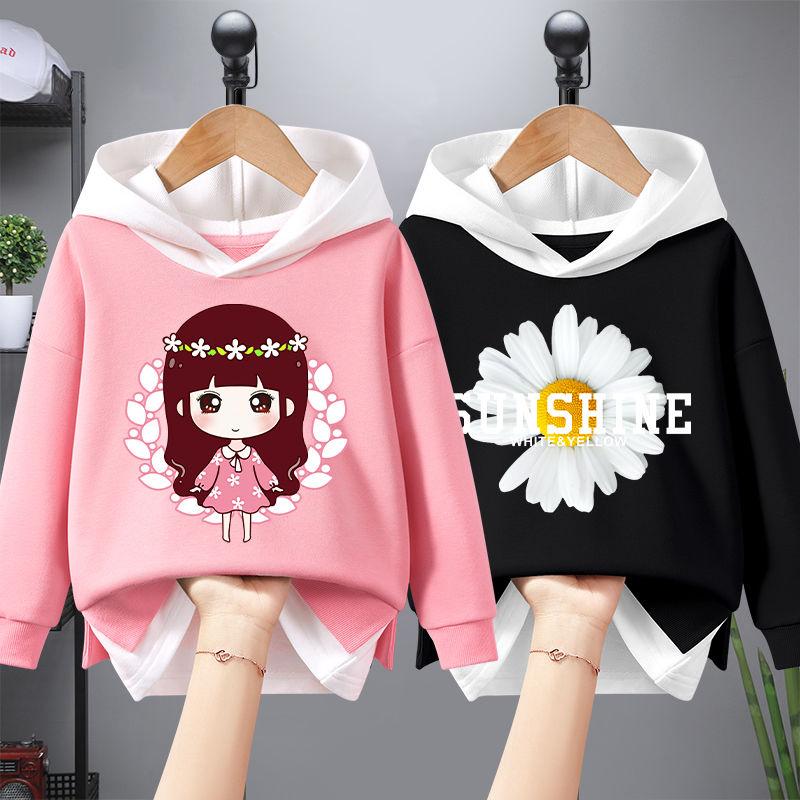 Smart Good Meisjes Trui Lente en Herfst Capuchon Tops 2023 Nieuwe Middelbare en Oudere Meisjes Nep Twee Stukken Kleding Temperament Kinderen Herfstkleding 160cm