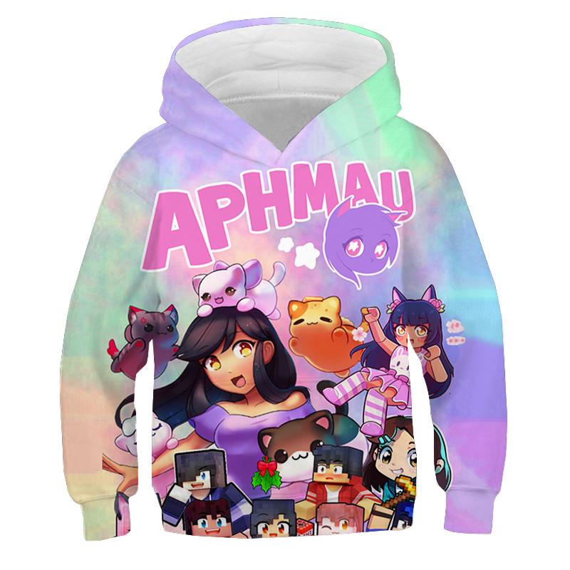 ETST 011 Anime Hoodie Aphmau Merch Hoodies voor meisjes Kawaii Cartoon Sweatshirts Tieners 3D Print Truien Kinderkleding Lente S