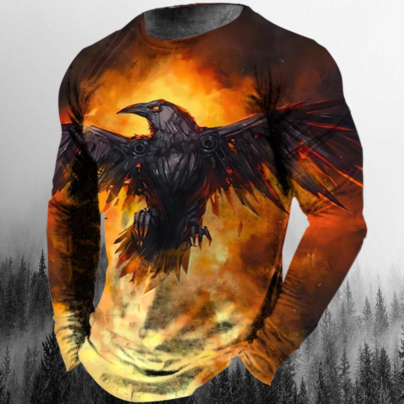 Nihao Vintage T-shirt met lange mouwen voor mannen Dierenprint Mannelijke tops 3D Eagle Grafische Streetwear Oversized T-shirt Herenkleding 6XL
