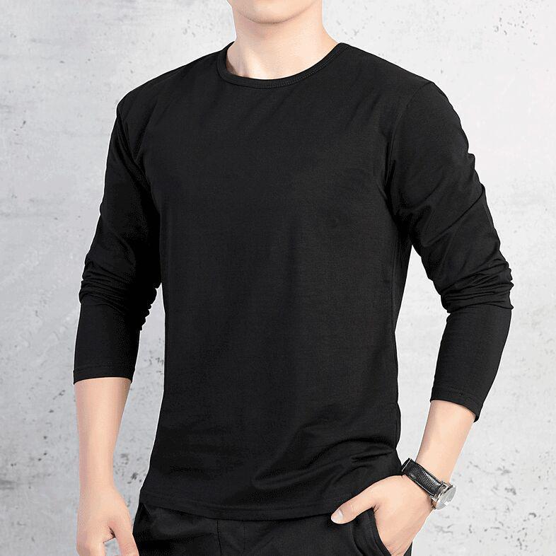 VantaGoods Heren losse pasvorm top met lange mouwen en ronde hals - Koreaanse stijl jeugd lente & herfst T-shirt XL zwart