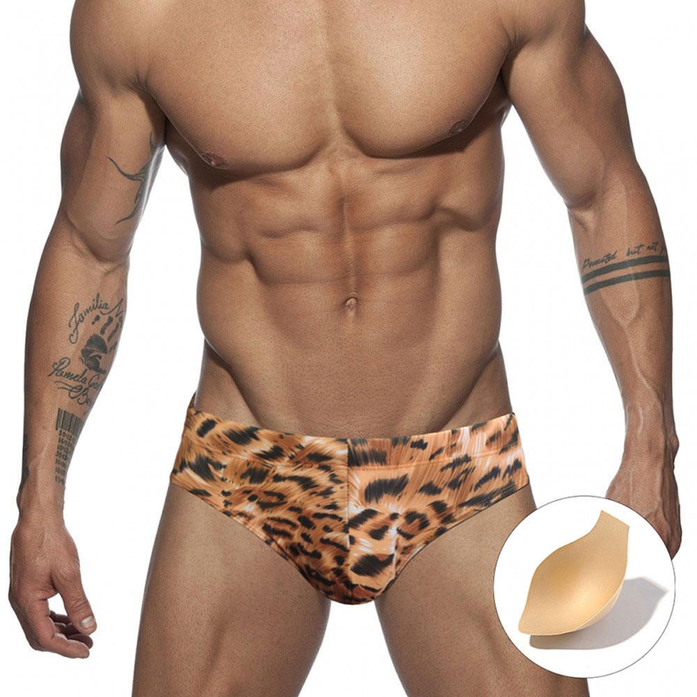 UXH Fashion Heren zwemslips Trunks Tijgerstreep Strakke pasvorm Sexy badmode Strandkleding Looien Surfen GYM M goud