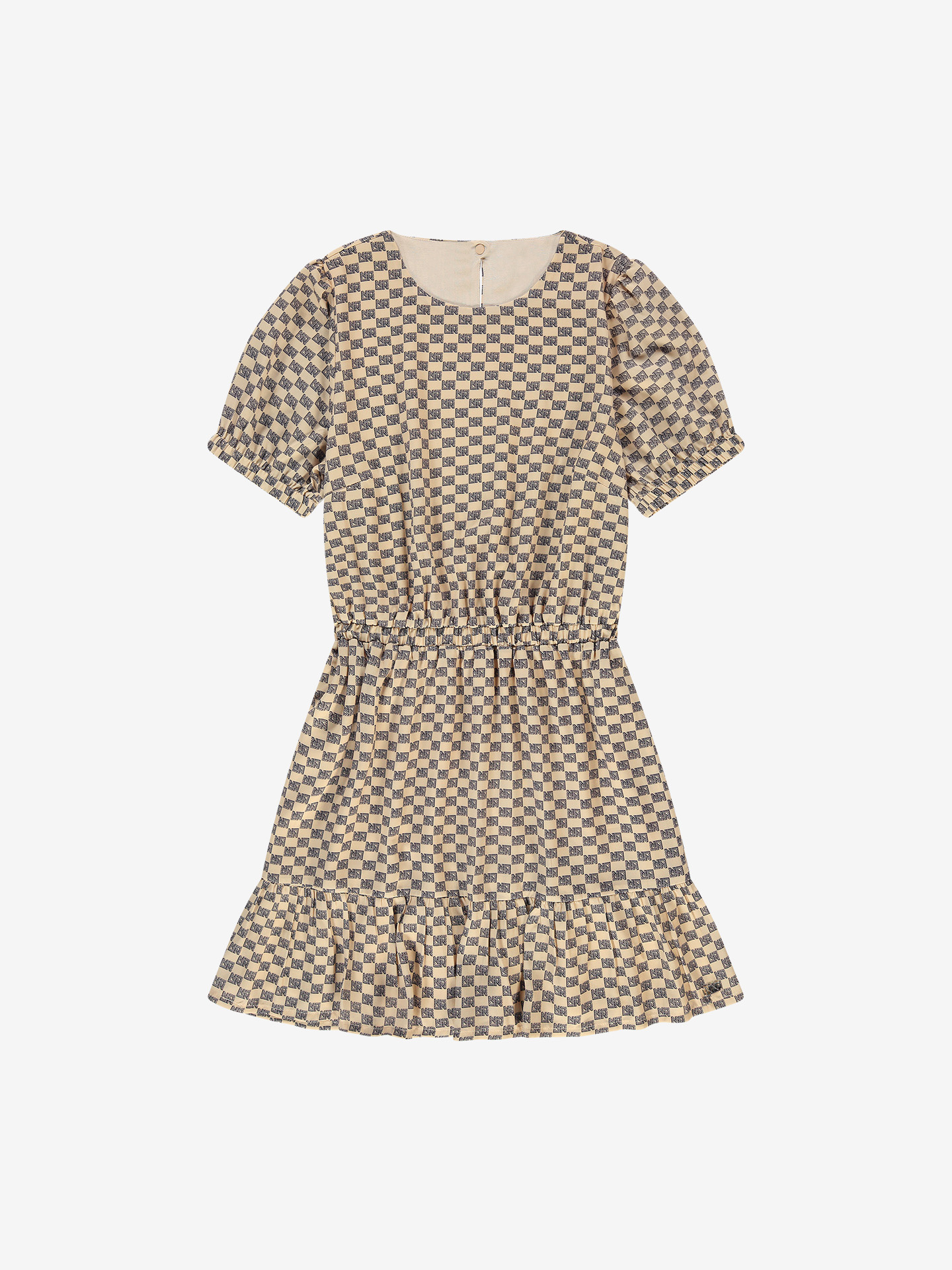 Nik&Nik zomer jurk meisjes - taupe / zwart - Bailey