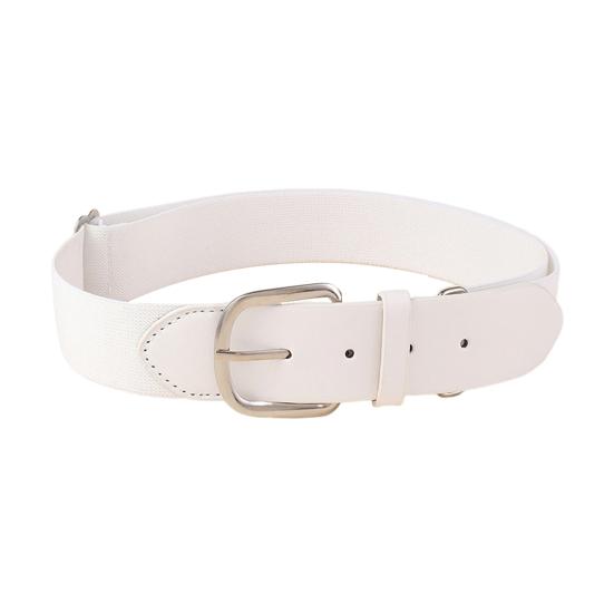 Fankeao Tiener elastische honkbal softbal riem verstelbare lengte legering gesp riem effen kleur imitatie lederen riem wit