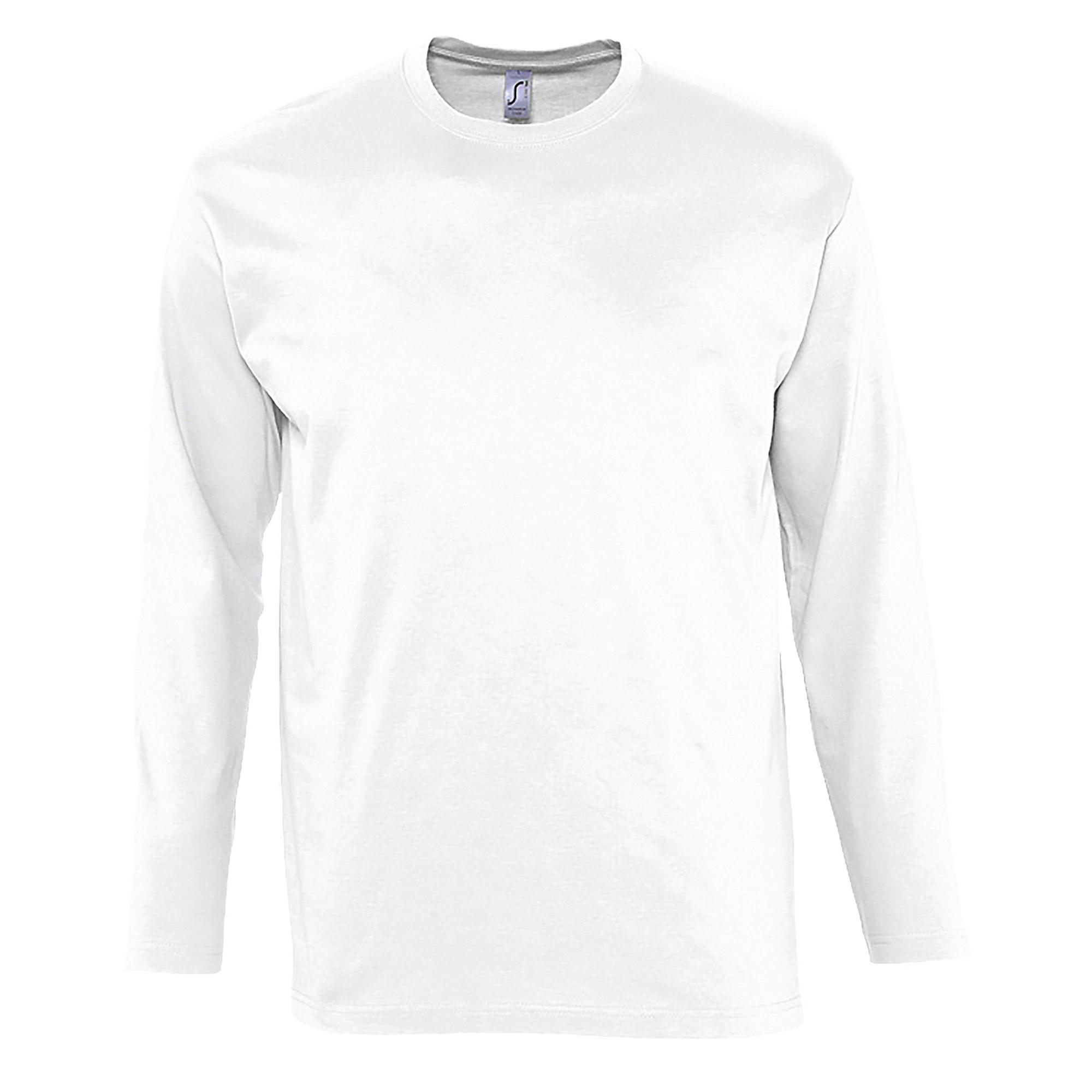 SOLS Heren Monarch T-shirt met lange mouwen M wit