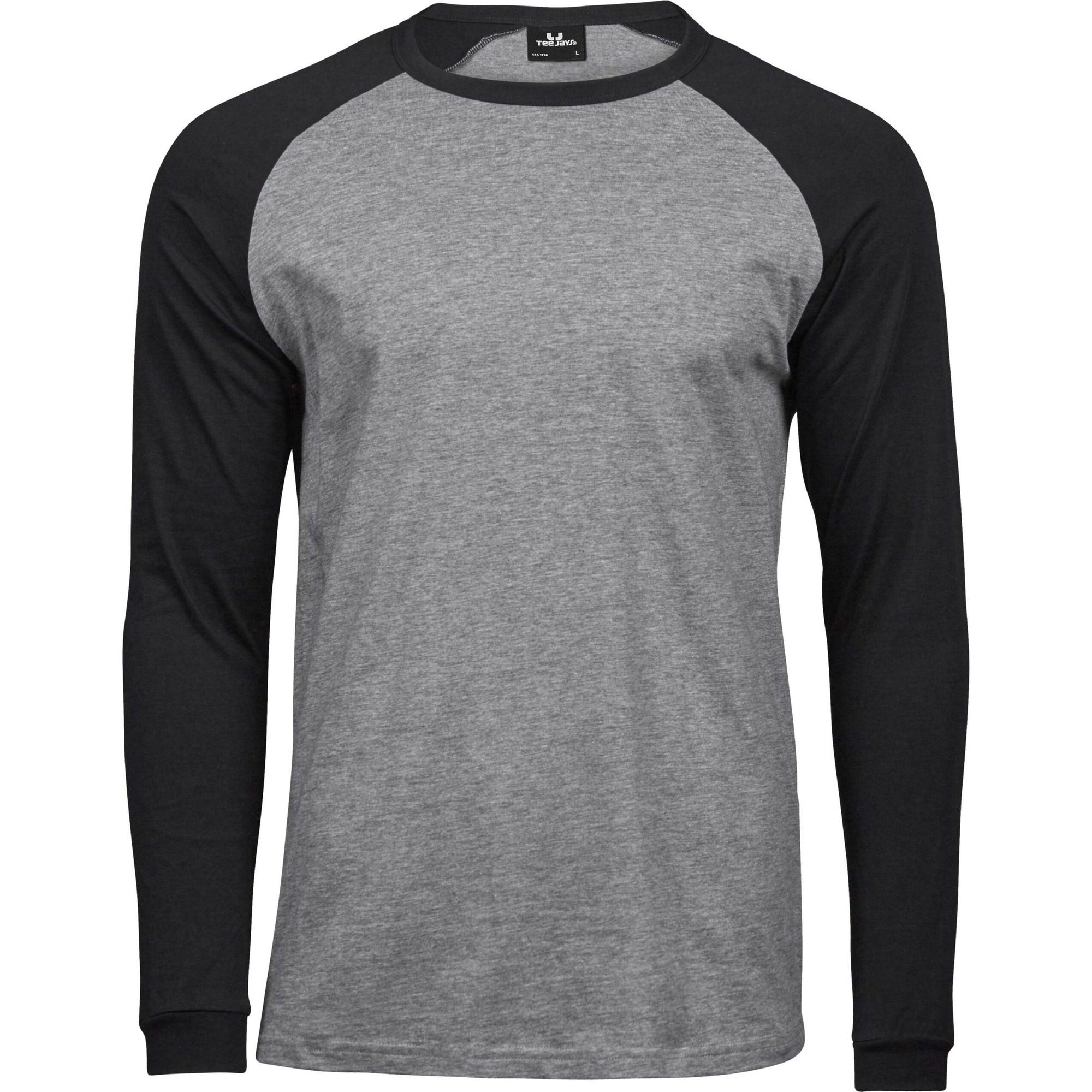Tee Jay Heren Heather honkbal T-shirt XXL grijs/zwart