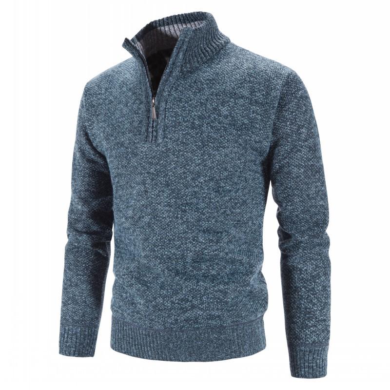VantaGoods Heren Plus Fluwelen Half-Turtleneck Rits Trui - Slim Fit (Herfst/Winter 2022)