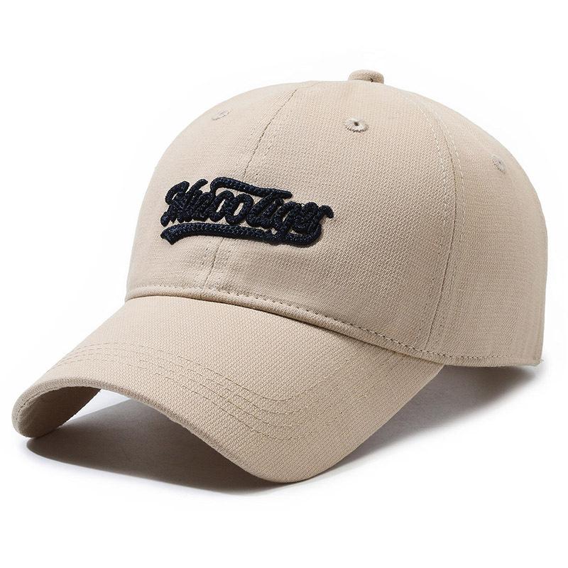 ONIHUA Dames Geborduurde Zonnescherm Baseball Cap Heren Outdoor Brief Cap Lente Zomer Zonnebrandcrème Zonnehoed Sport Cap Vrouwelijke Paardenstaart Panama Cap Snapback Hoed lichtbeige kleur