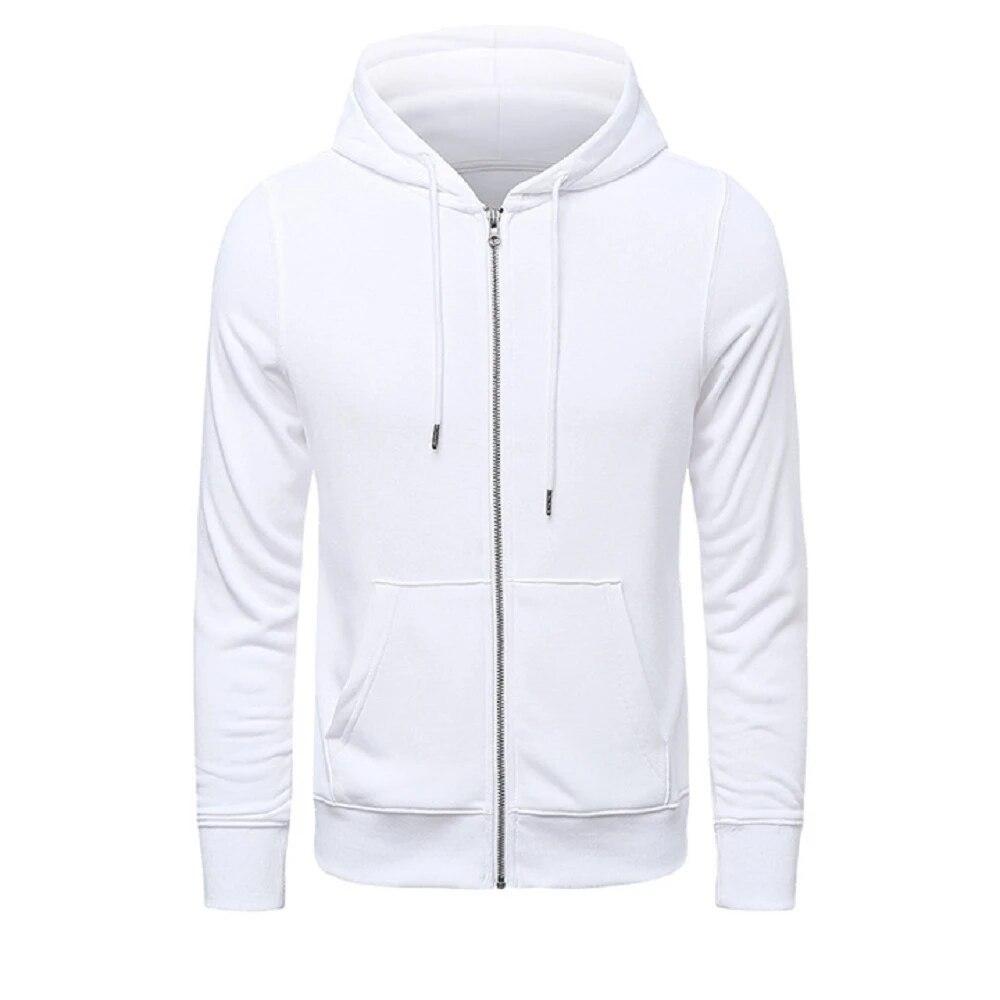 KING BILLION Hoge kwaliteit Mode Zip Hoodies Heren Retro Harajuku Effen kleur Jas High Street Zip Up Hoodie Casual Losse Sweatshirt Kleding US S wit