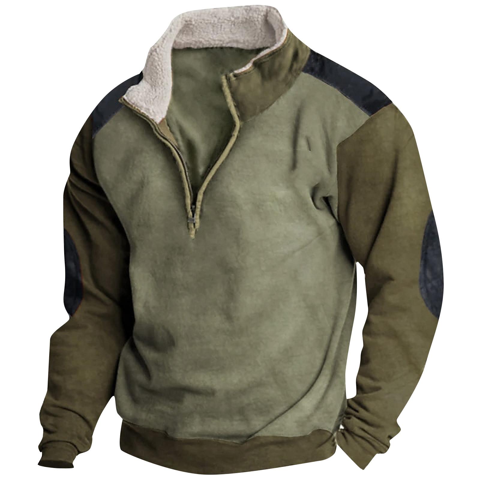 Swimwear Lente en herfst herensweatshirt met staande kraag is outdoor casual truien tops XL groen