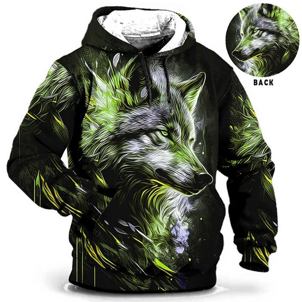 ETST 07 Vintage Hoodies Voor Mannen Wolf Dier Patroon 3D Print Eagle Leopard Tops Herfst Winter Casual Lange Mouw Oversized Tijger Capuchon 3XL