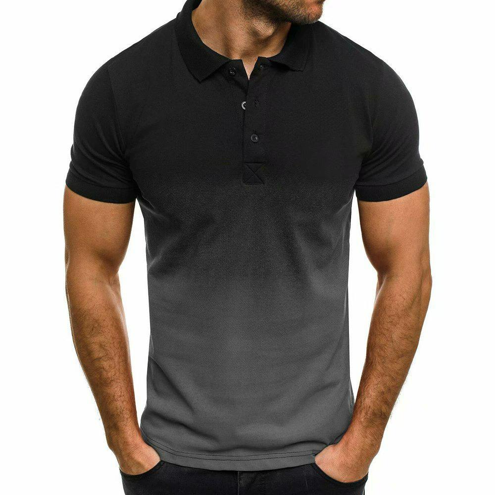 Smart Good Poloshirts Heren Blouse met korte mouwen Heren Casual zomerkleding Top Letters Print Overhemd met opstaande kraag XL zwart