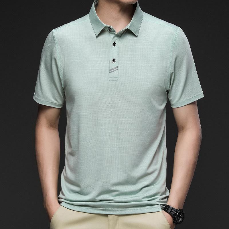 Phoca Largha for Men Effen herenpoloshirt, zakelijk, los, ademend heren-T-shirt met korte mouwen XXXL lichtgroene kleur
