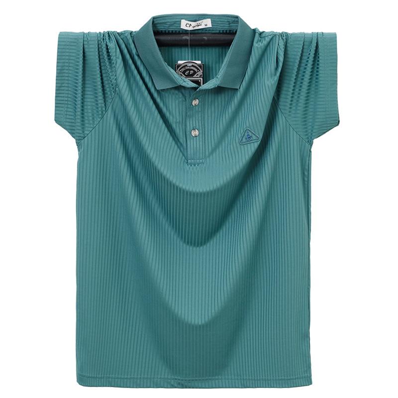 Phoca largha Zomerpoloshirts voor heren met korte mouwen, katoenmix, vochtafvoerend, zakelijk, casual, lichtgewicht, ademend, overhemden met kraag, grote maten voor heren 6XL