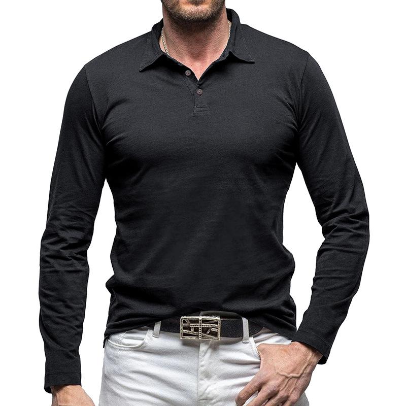 Phoca largha Heren Poloshirts met lange mouwen, 3-knoops Casual Slim Fit Basic T-shirts, Vochtafvoerend Ademend, Atletisch, Workout, Kraagtops, Golfpolo voor heren XXL zwart
