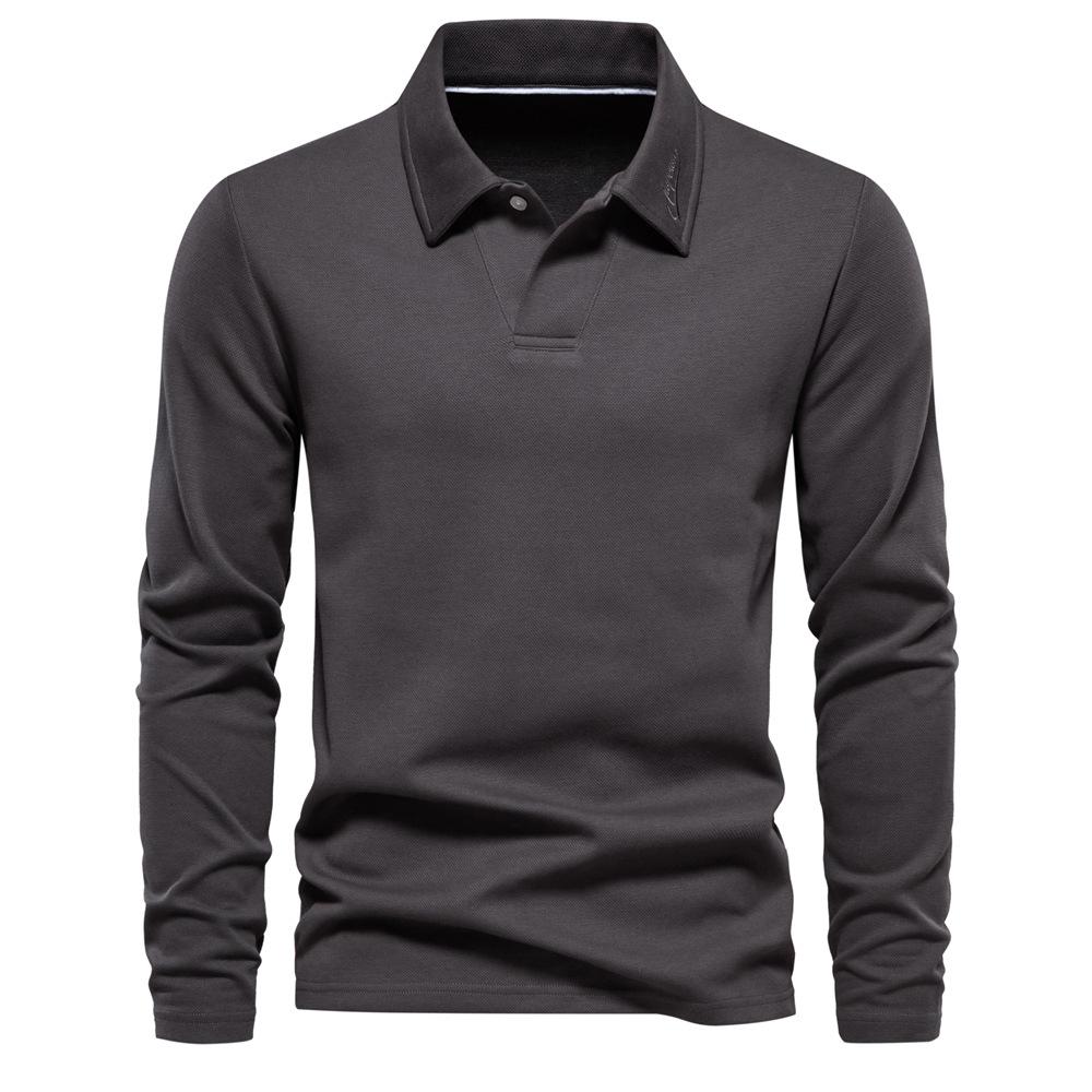 Phoca largha Heren Casual Poloshirts Lange Mouw Golfshirts voor Heren Pullover Polo Tops Normale Pasvorm Effen Kleur Basic Poloshirts voor Werk Kraag T-shirts XXL donkergrijze kleur