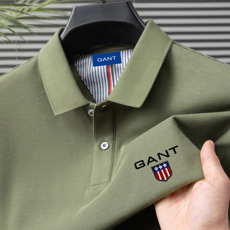 Gant Zomer Heren Nieuwe Borduurwerk Effen Kleur Puur Katoen Losse Business Casual Poloshirt M
