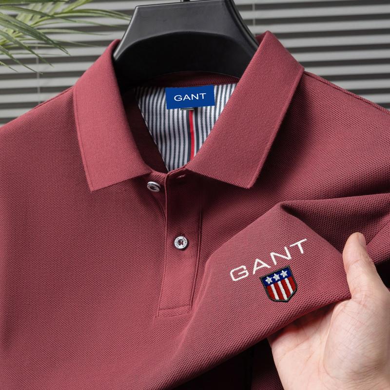 Gant Zomer Heren Nieuwe Borduurwerk Effen Kleur Puur Katoen Losse Business Casual Poloshirt XXL