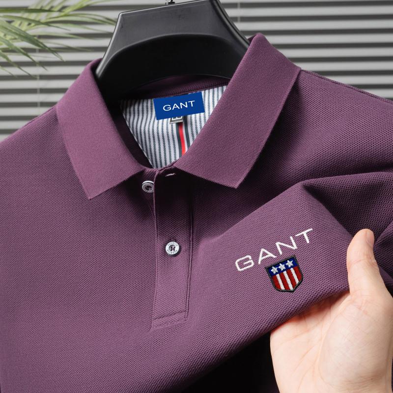 Gant Zomer Heren Nieuwe Borduurwerk Effen Kleur Puur Katoen Losse Business Casual Poloshirt XXL