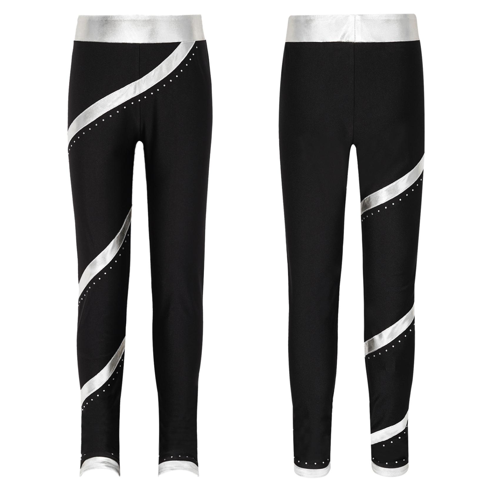 IEFiEL Kinderen meisjes kunstschaatsen gymnastiek prestatie legging glanzende strass skinny broek 15-16 Years