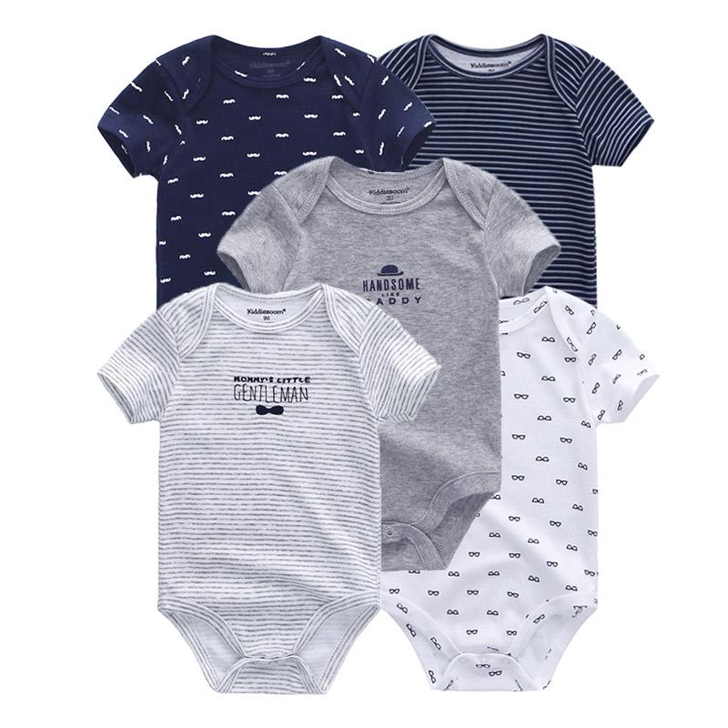KIDDIEZOOM 5 Stuks Zomer Zachte Katoenen Baby Rompertjes Cartoon Print Baby Jongen Meisje Jumpsuit Kleding 3M