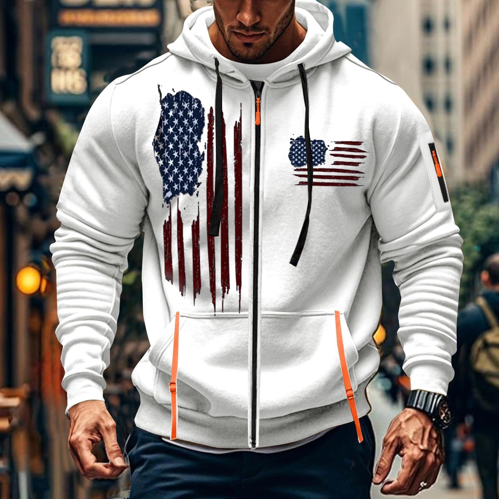 Timoduizhang Heren Sport Casual Hoodie Hoodie Cardigan Rits Multi-pocket Hoodie Jas XL wit