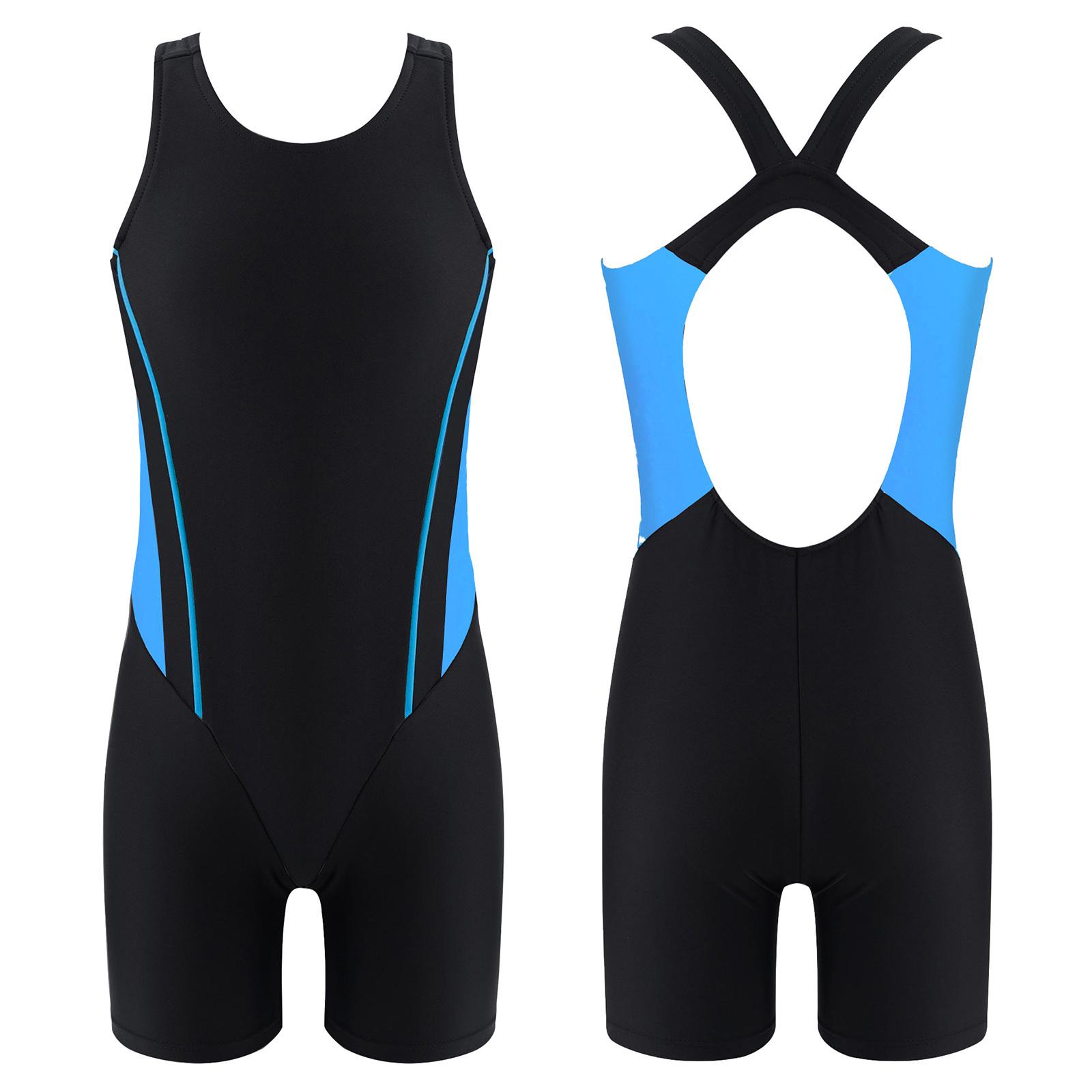 ZDHoor Kinderen Meisjes Eendelig Mouwloos Ronde Hals Shorty Wetsuit Badpak Badmode Badpak 9-10 Years