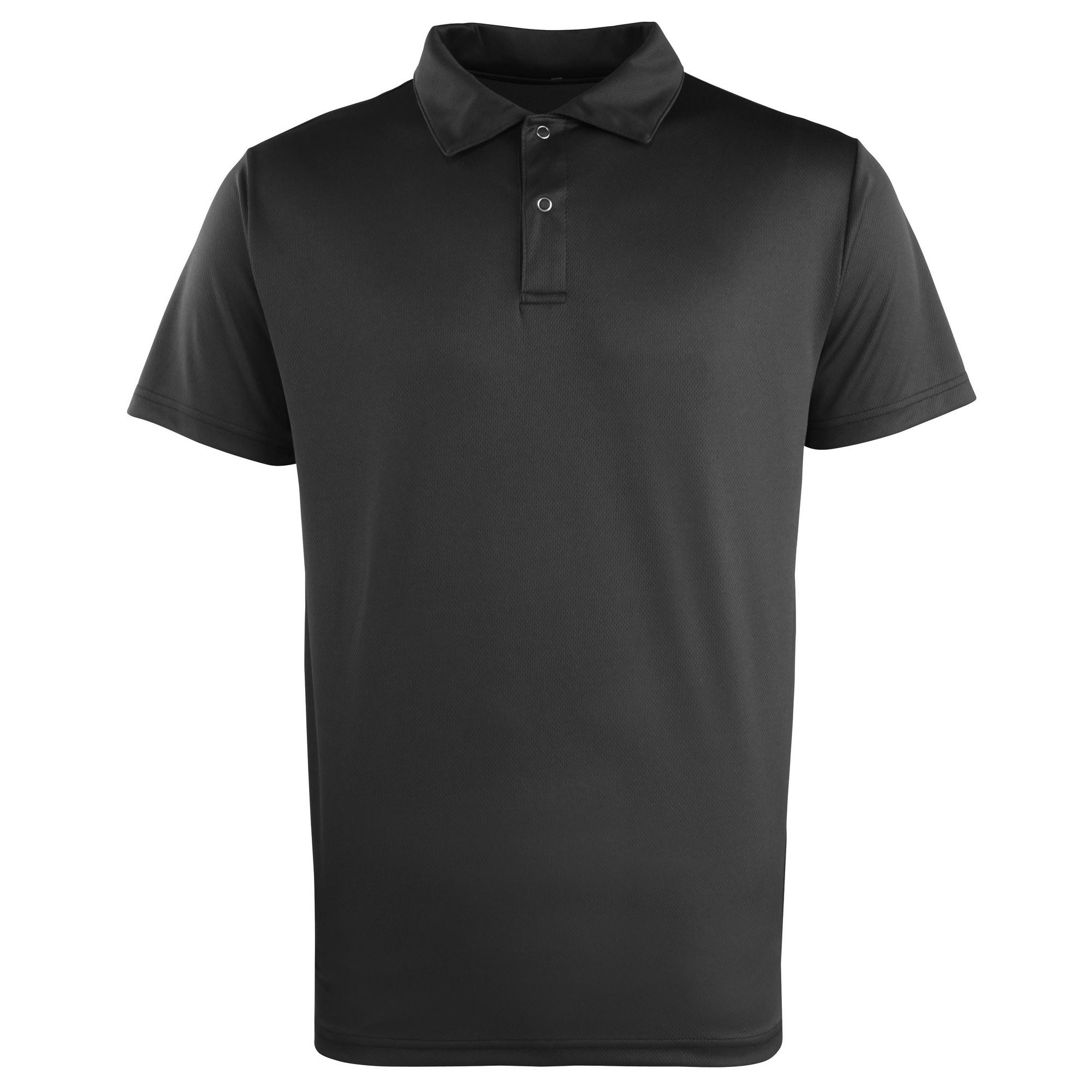 Premier effen unisex coolchecker poloshirt met studs zwart