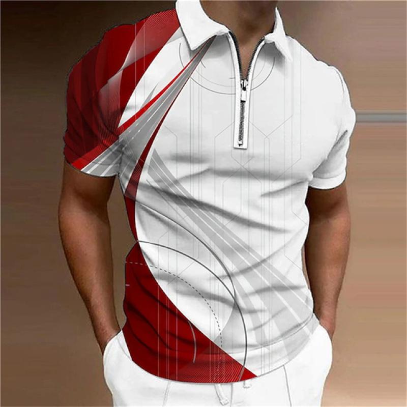 Haojun 2023 zomer nieuw herenpoloshirt met polokraagrits, casual rits half open kraag herentops poloshirt. L