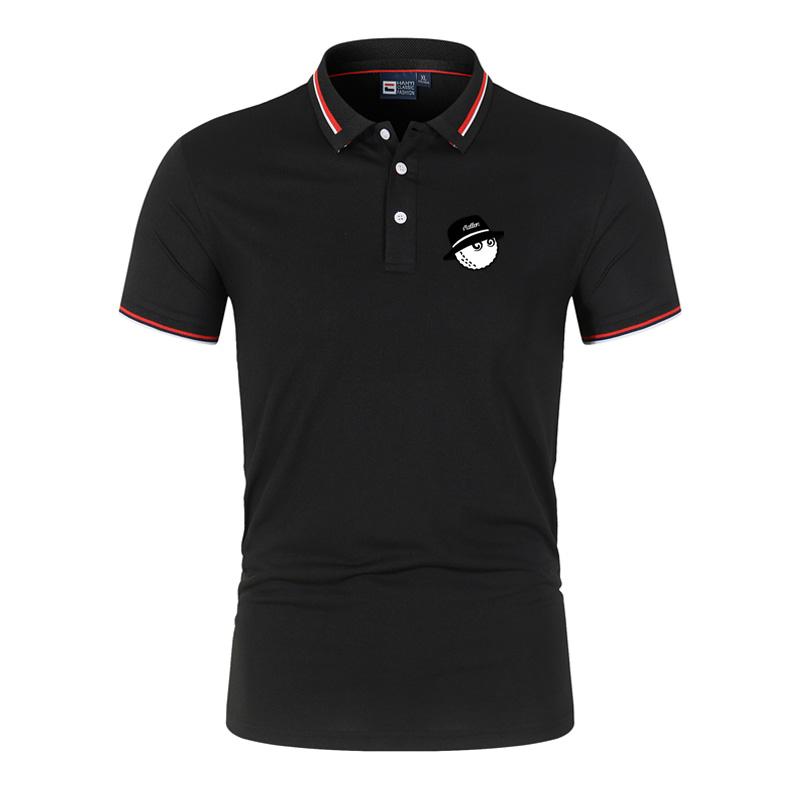 The second face a man Zomer Polo Gulf T-shirt Bedrukt Staande Hals Comfortabel Ademend Top Heren Sport Korte Mouw M zwart
