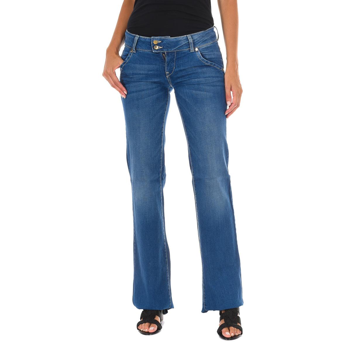 MET Pantalon Tejano Largo acampanado efecto gastado 10DBF0599 para Mujer 28-USA blauw
