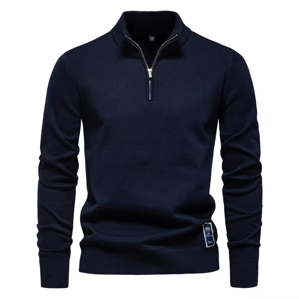 AIOPESON Heren Kwart Rits Katoenen Pullover Truien Effen Kleur Casual Social Knit Mock Neck Polo Truien voor Heren EUR XXL 95-105kg