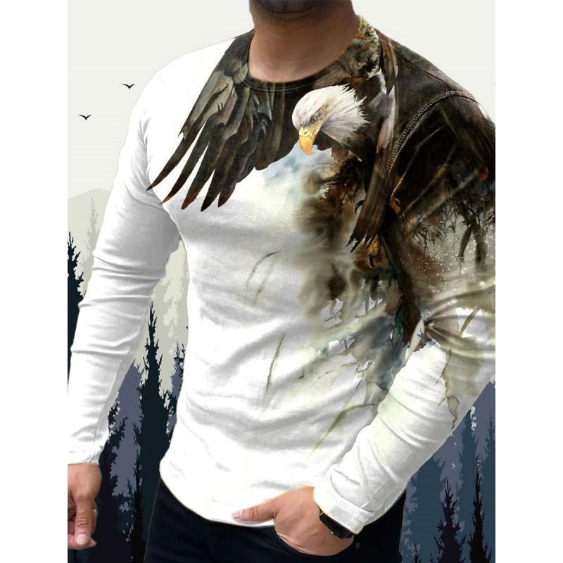 Transmission of love Heren T-shirts Vintage Animal Wolf Lange Mouw Tops Herfst Sweatshirt Grafische Casual Hip Hop Mode Kleding O-hals T-shirts 6XL