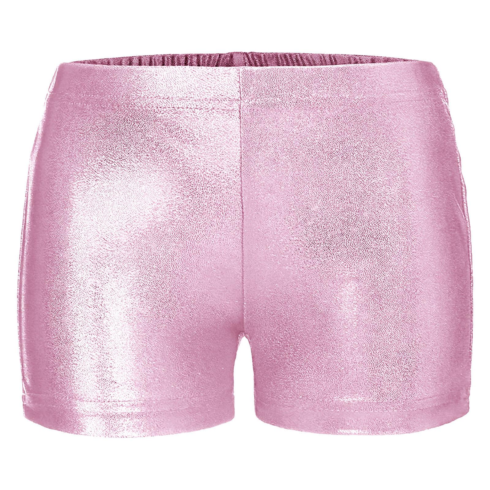 Fldy Meisjes kinderen metallic dansshorts gymnastiek atletische boxershorts voor yoga sport fietsen hardlopen 7-8 Years