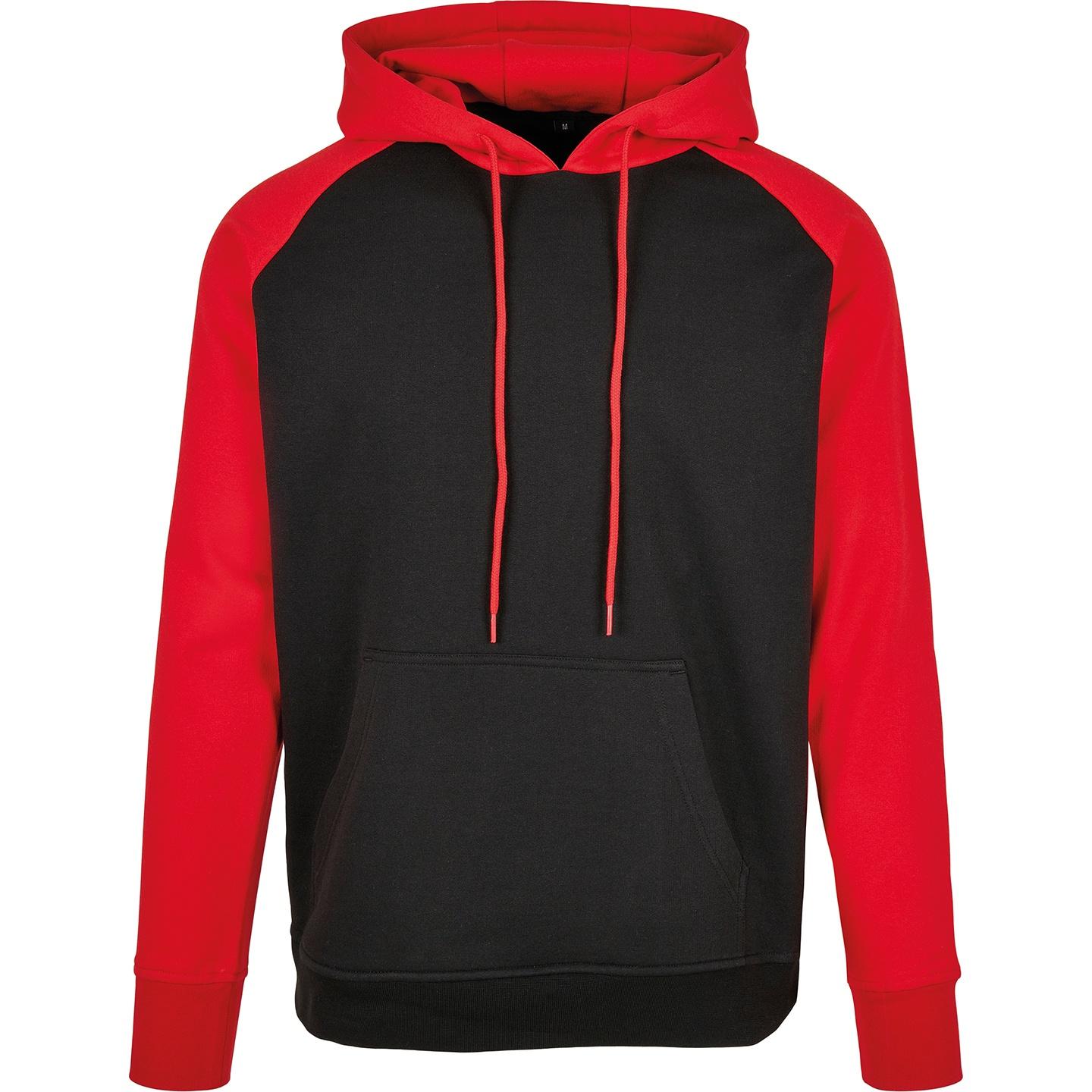 Build Your Brand Bouw uw merk Basic Raglan-hoodie voor heren XL rood/zwart