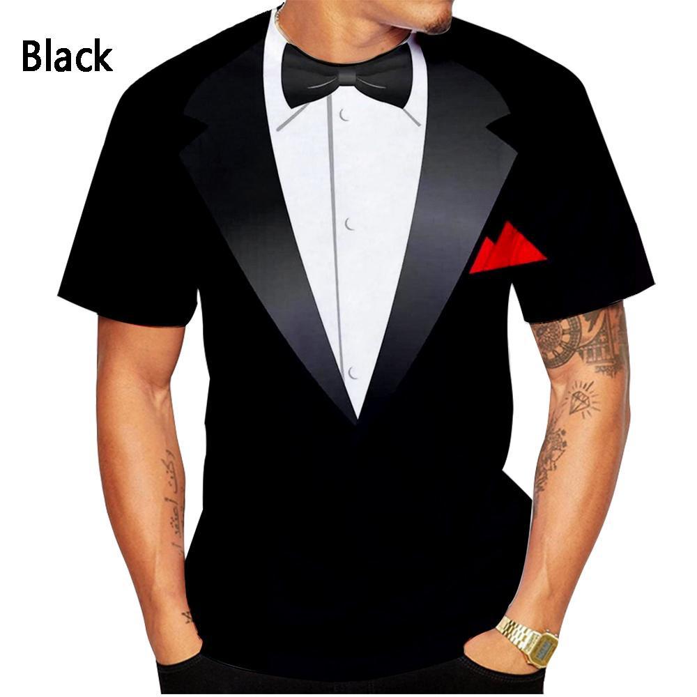 ETST 012 Zomermode Grappig Nep Pak 3D T-shirt Smoking Vlinderdas 3D Print T-shirt Mannen Coole Streetwear XL