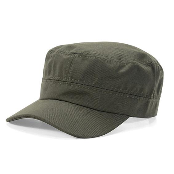 SweetInfant Klassieke effen vintage pet, katoenen militaire hoed voor heren, damespatrouilletruckerhoeden, verstelbare platte petten One Size legergroene kleur