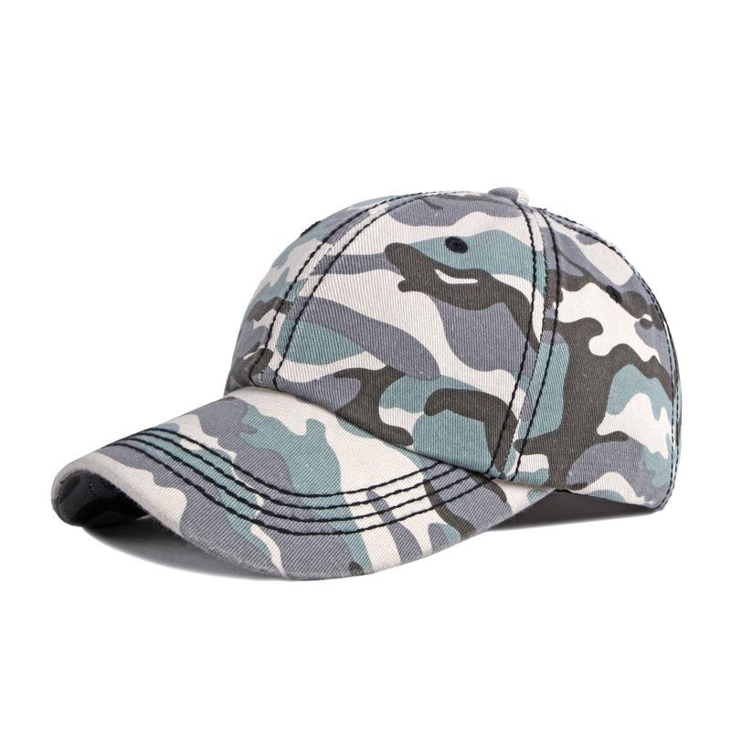 ONIHUA Mannen Vrouwen Katoenen Pet Camouflage Buiten Bergbeklimmen Reizen Zonnebrandcrème Zonnehoed Sport Baseball Cap blauw/grijs