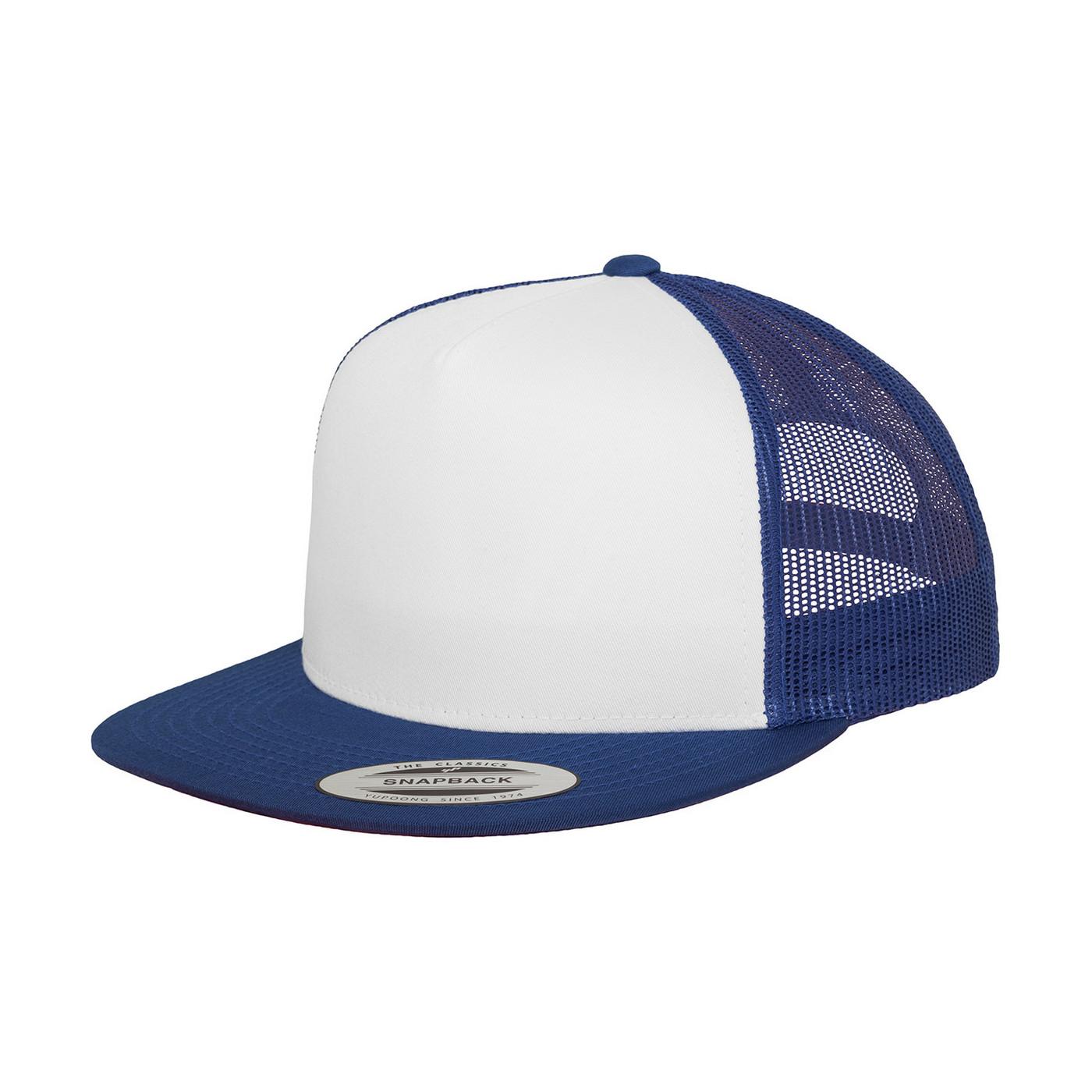 Yupoong Flexfit unisex klassieke trucker snapback pet One Size wit/koningsblauwe kleur