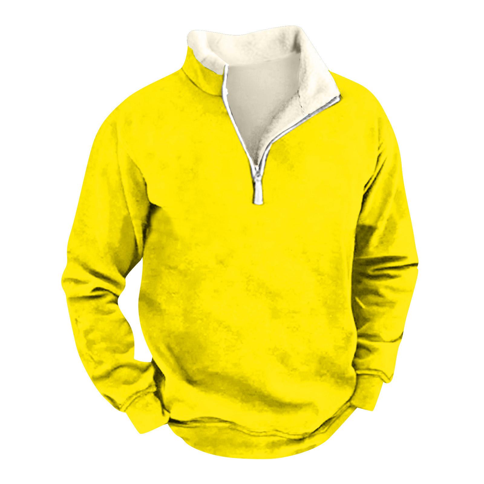 Long nose Heren T-shirt Shirt Lange Mouw Feest Kerstmis Fleece Kraag V-hals Top XXXXL geel