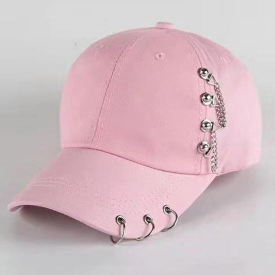 AI Supermarket Trendy Koreaanse zomerhonkbalpet voor dames - Bescherming tegen de zon voor reizen, buitenactiviteiten en stellen Double chain clause roze